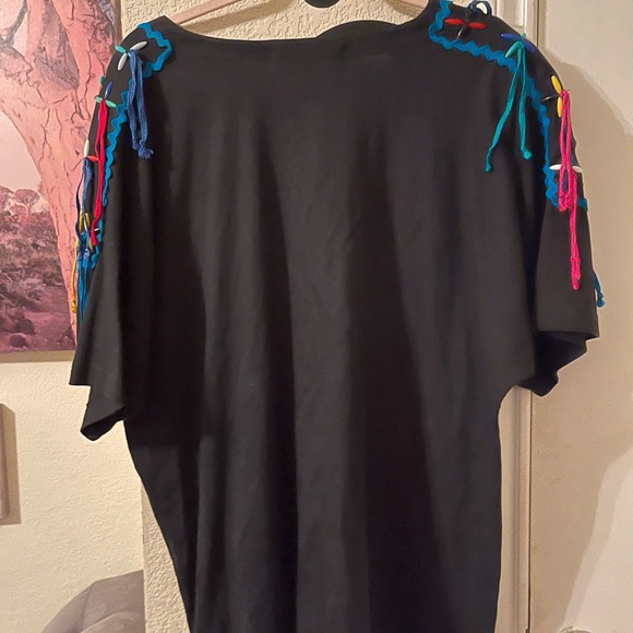 Vintage Victoria Jones Plus Size Women’s black & colorful tassel top size 2X pre - Picture 7 of 9